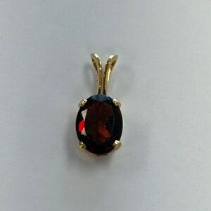 14KT GF Oval Garnet Red & Gold Tone Pendant